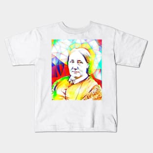 Elizabeth Gaskell Colourful Portrait | Elizabeth Gaskell Artwork 12 Kids T-Shirt